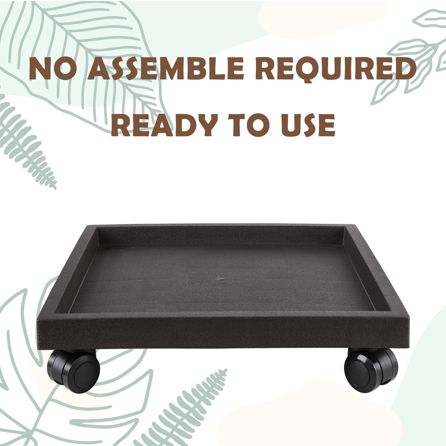 9.8"/ 11.4"/ 13"/ 14.2", Square Planter Caddies, Brown