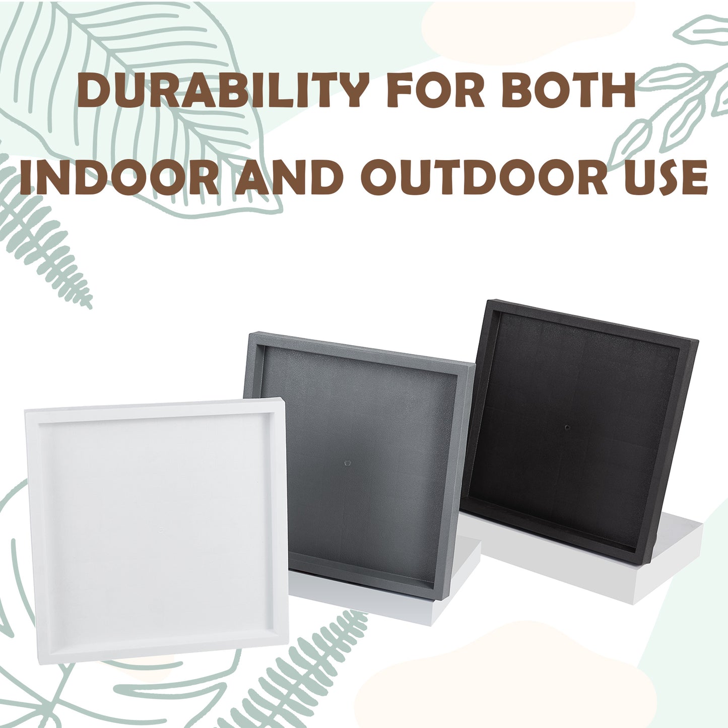 9.8"/ 11.4"/ 13"/ 14.2", Square Planter Caddies, Brown