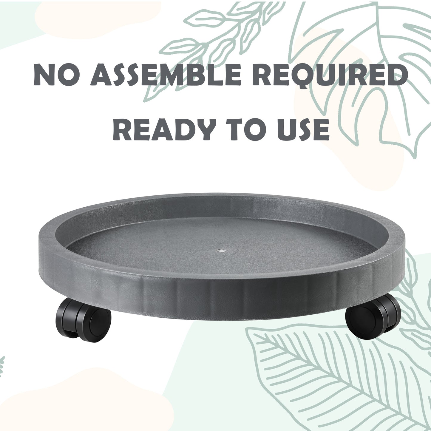 9.8"/ 11"/ 12.6"/ 14.2"/ 15.5"/ 17.5" Round Planter Caddies, Gray