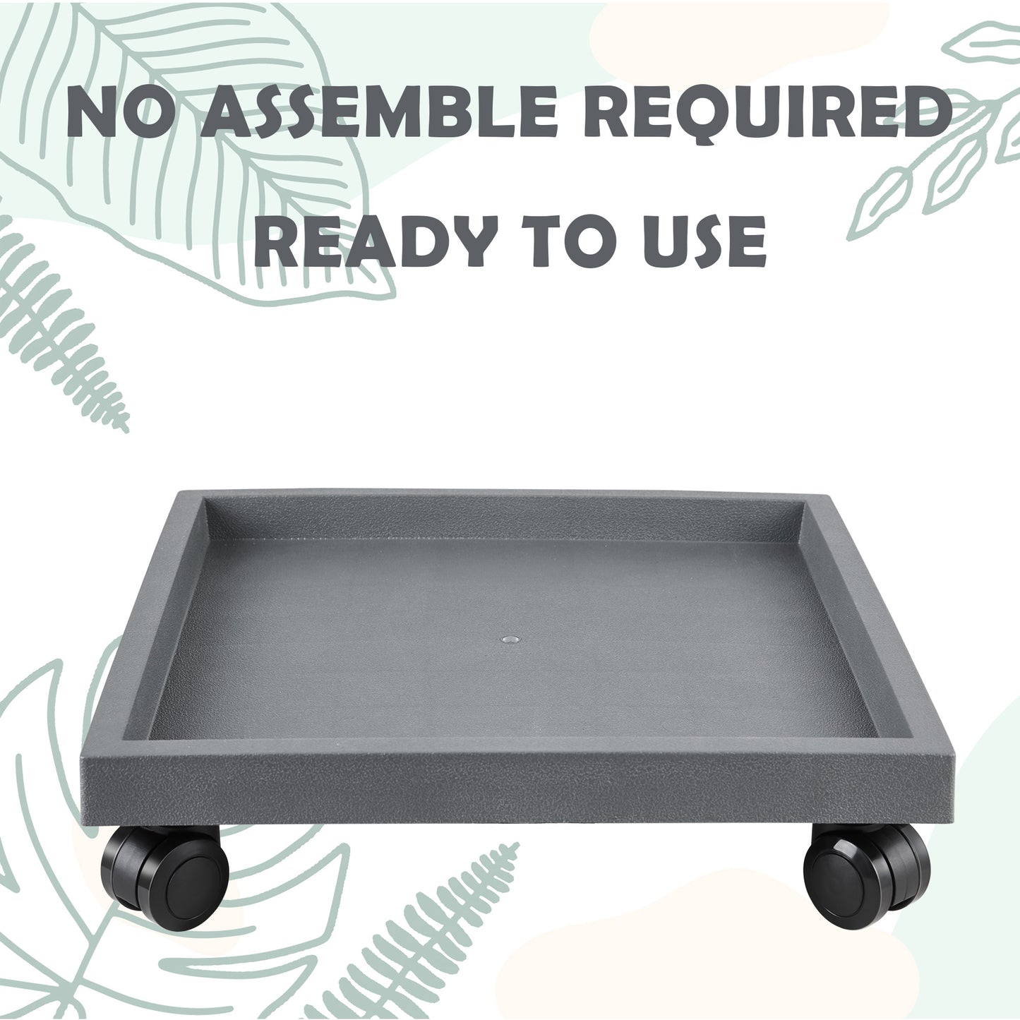 9.8"/ 11.4"/ 13"/ 14.2", Square Planter Caddies, Gray