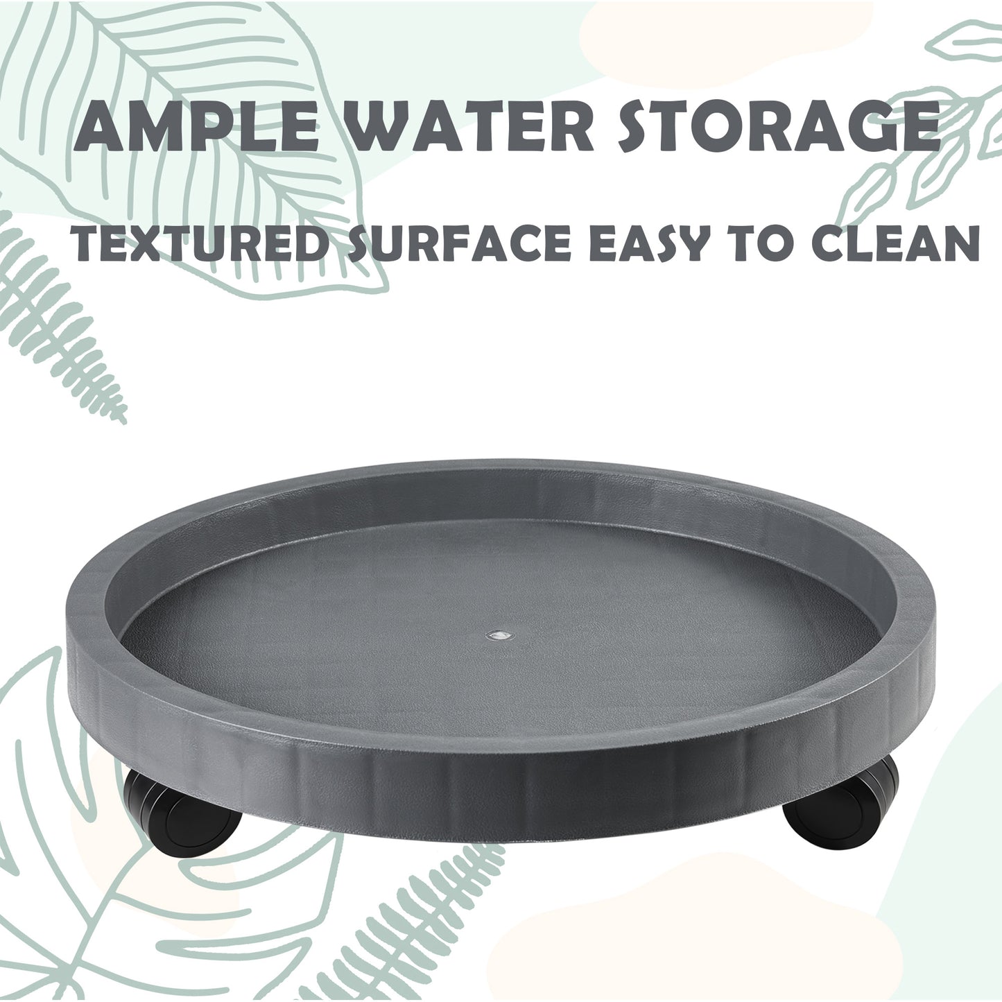 9.8"/ 11"/ 12.6"/ 14.2"/ 15.5"/ 17.5" Round Planter Caddies, Gray