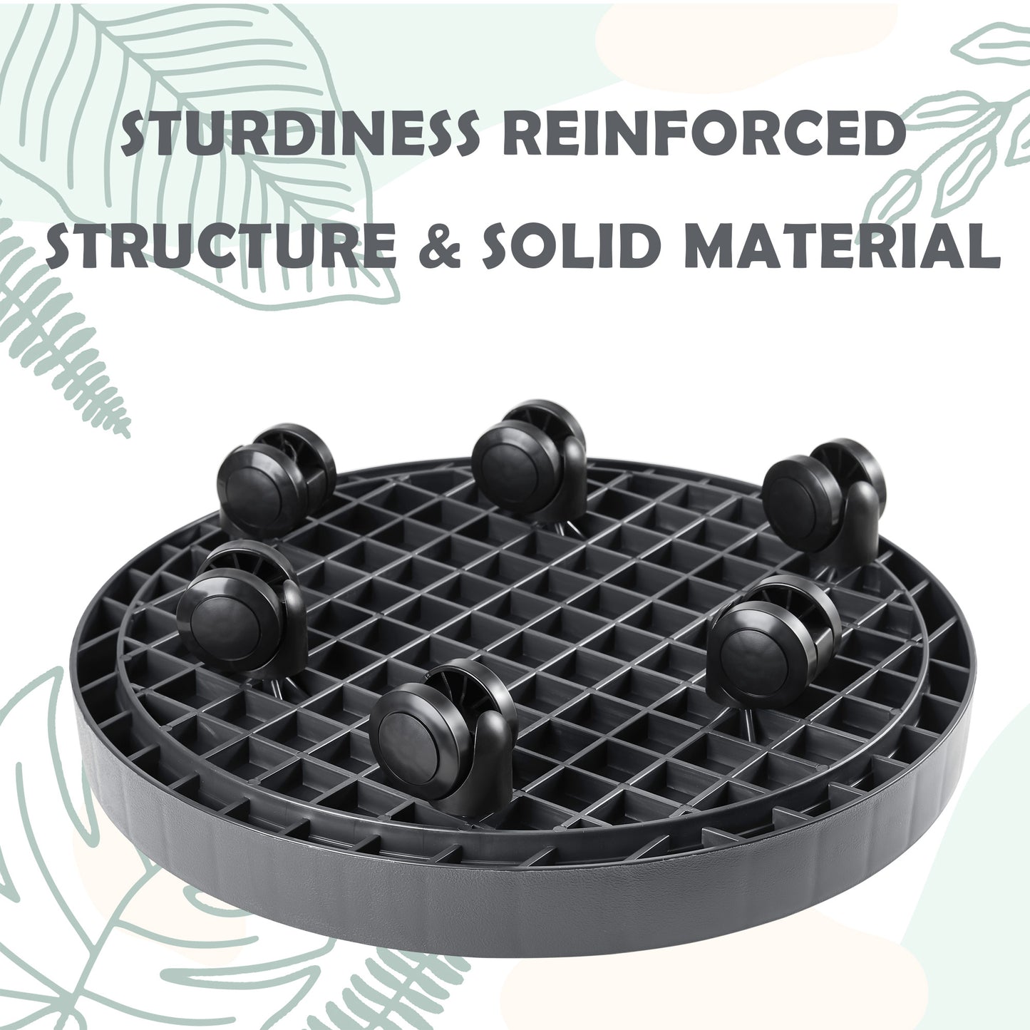 9.8"/ 11"/ 12.6"/ 14.2"/ 15.5"/ 17.5" Round Planter Caddies, Gray
