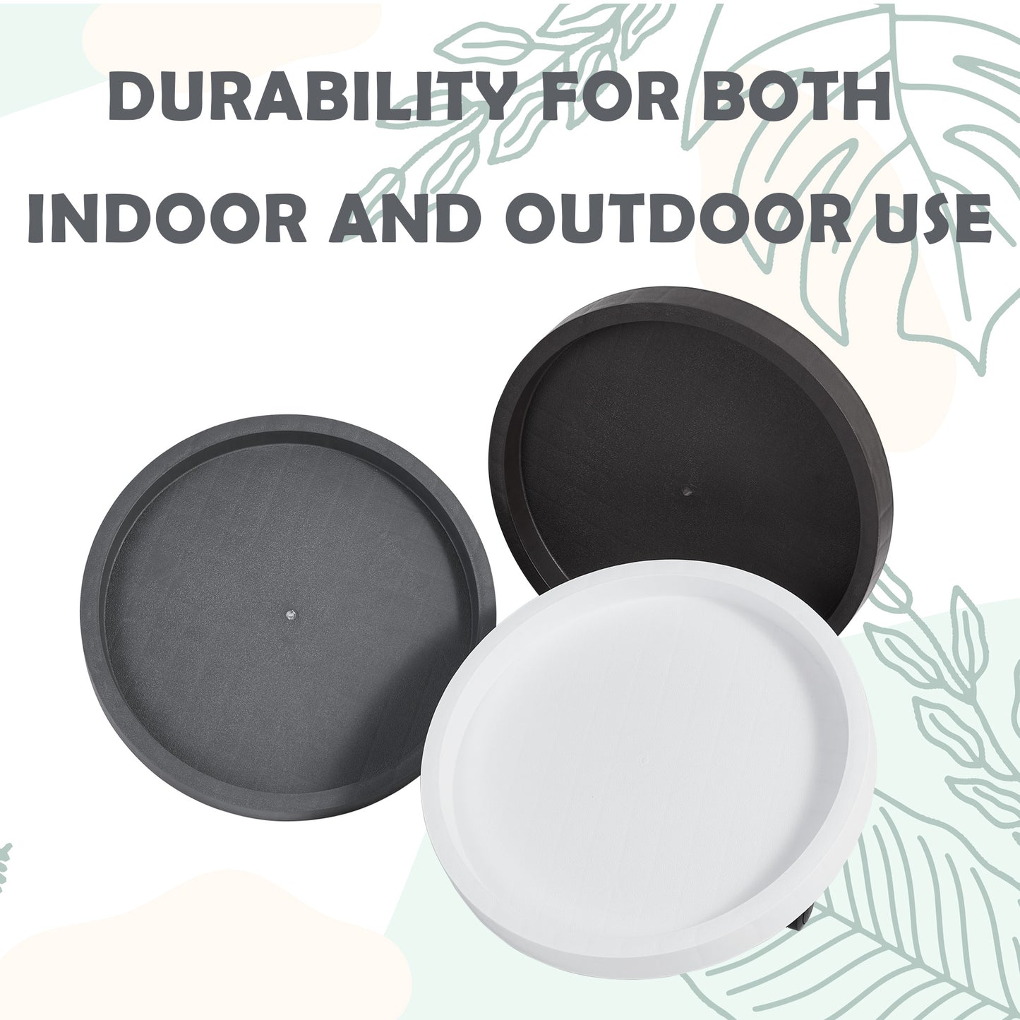 9.8"/ 11"/ 12.6"/ 14.2"/ 15.5"/ 17.5" Round Planter Caddies, Gray