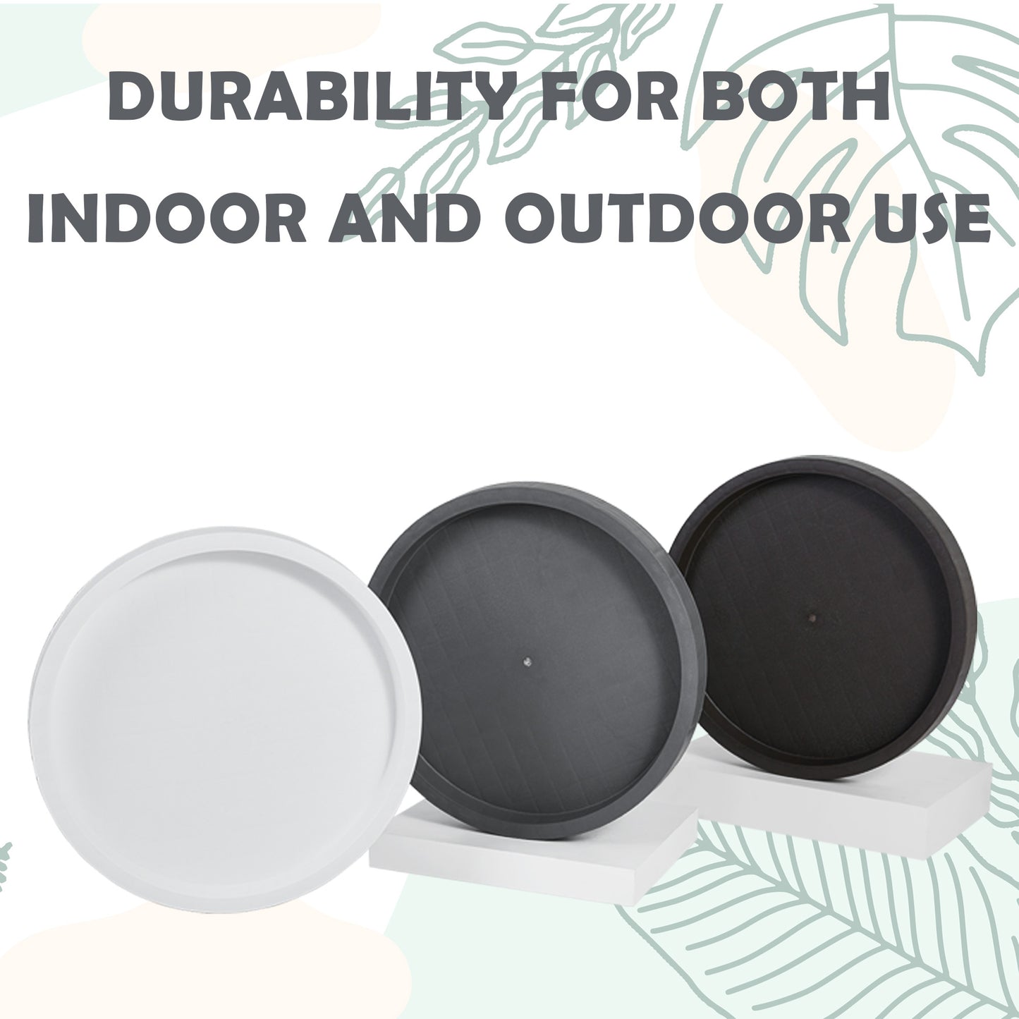 9.8"/ 11"/ 12.6"/ 14.2"/ 15.5"/ 17.5" Round Planter Caddies, Gray