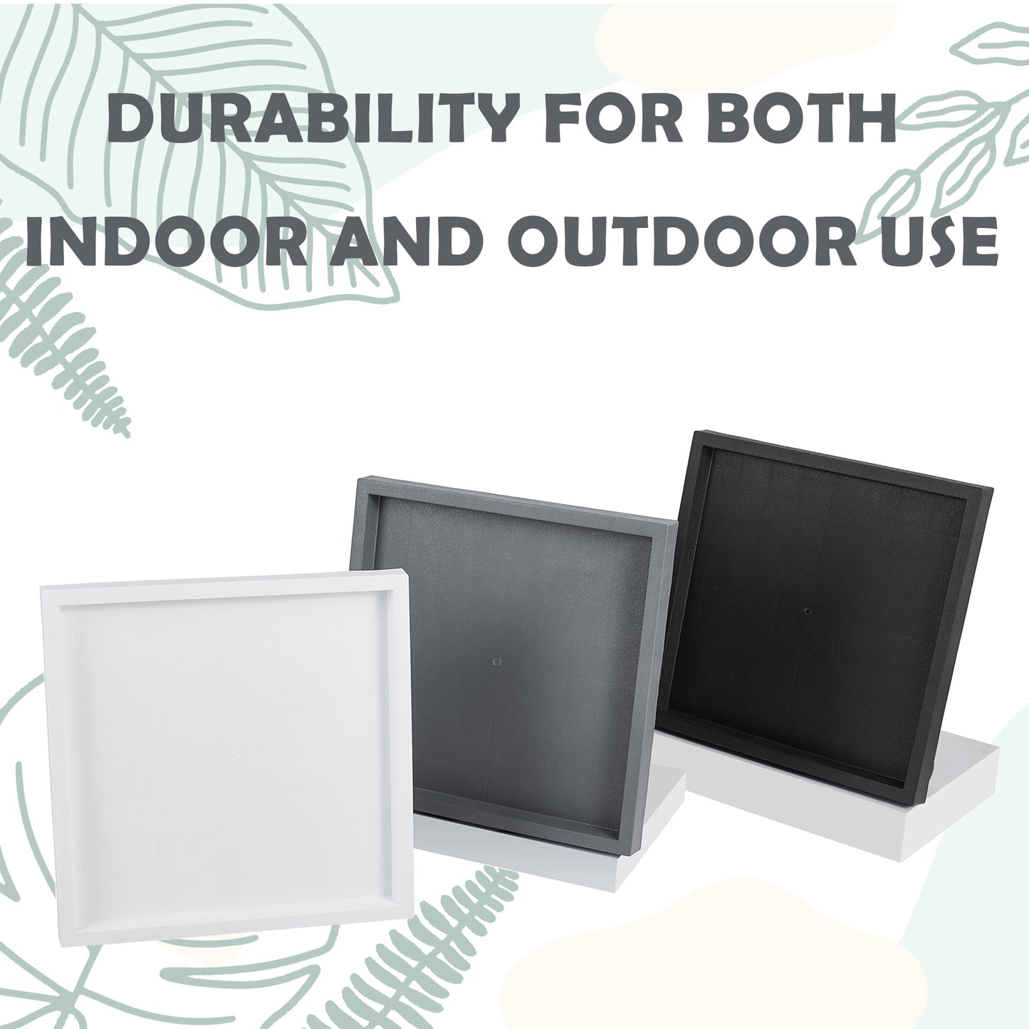 9.8"/ 11.4"/ 13"/ 14.2", Square Planter Caddies, Gray