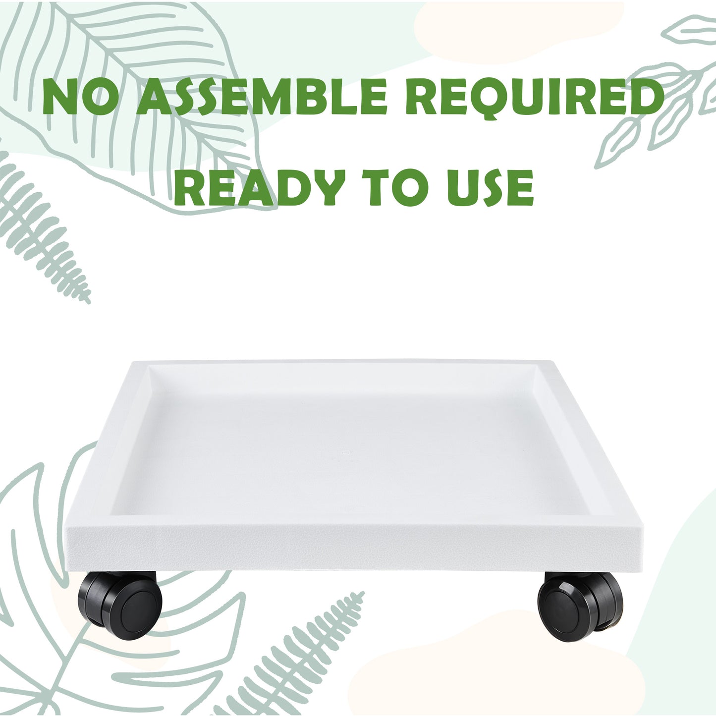 9.8"/ 11.4"/ 13"/ 14.2", Square Planter Caddies, White