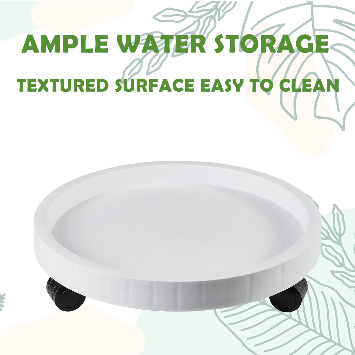 9.8"/ 11"/ 12.6"/ 14.2"/ 15.5"/ 17.5", Round Planter Caddies, White