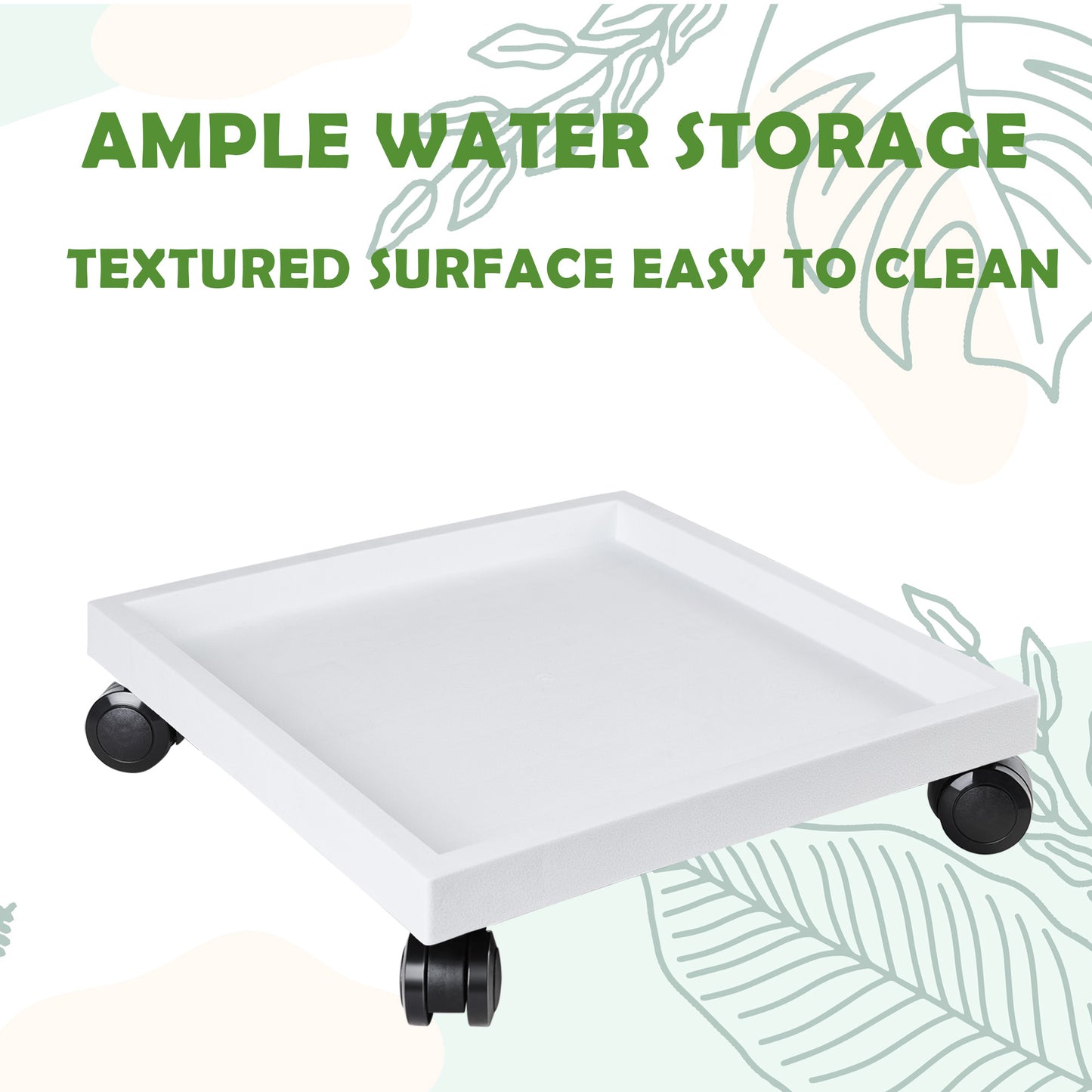 9.8"/ 11.4"/ 13"/ 14.2", Square Planter Caddies, White