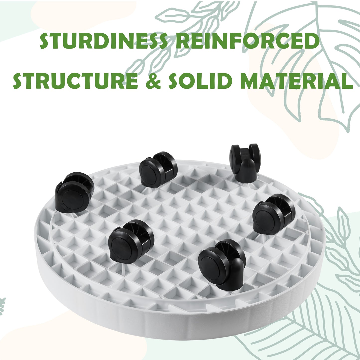 9.8"/ 11"/ 12.6"/ 14.2"/ 15.5"/ 17.5", Round Planter Caddies, White