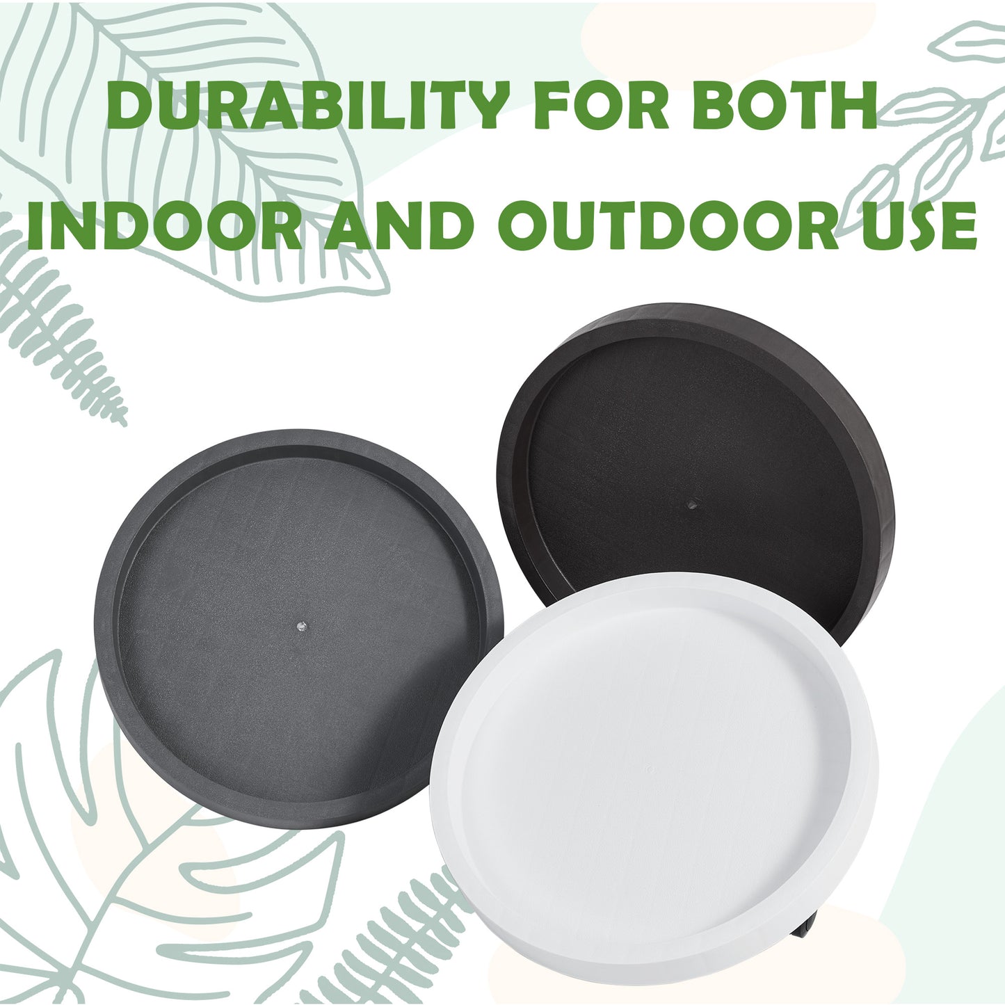 9.8"/ 11"/ 12.6"/ 14.2"/ 15.5"/ 17.5", Round Planter Caddies, White