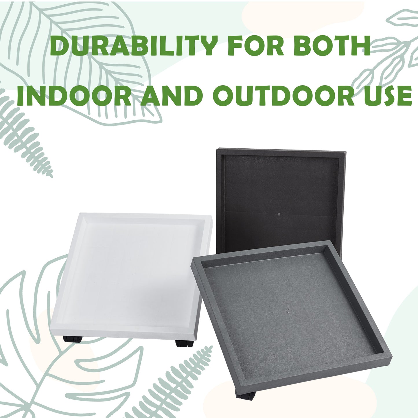 9.8"/ 11.4"/ 13"/ 14.2", Square Planter Caddies, White