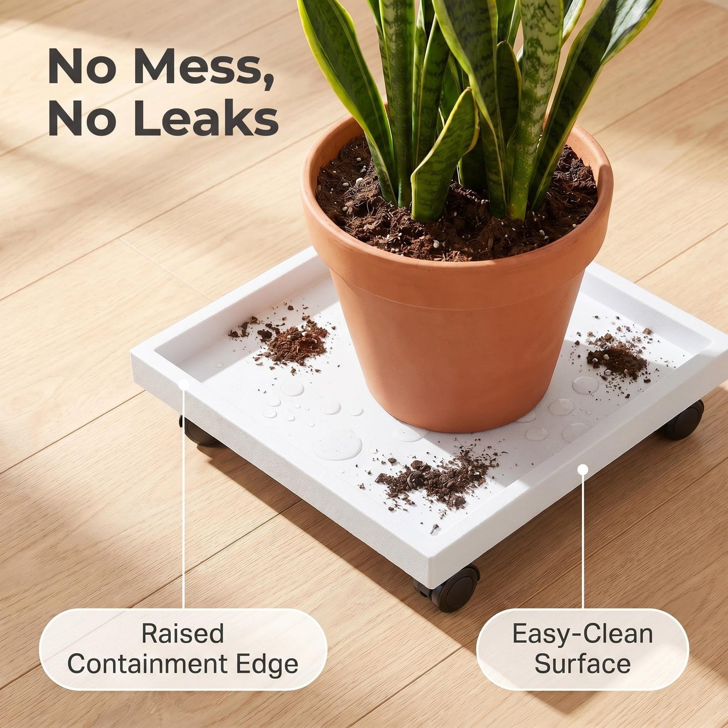 9.8"/ 11.4"/ 13"/ 14.2"/15.3"/16.5"/18.1"/19.7", Square Planter Caddies, White