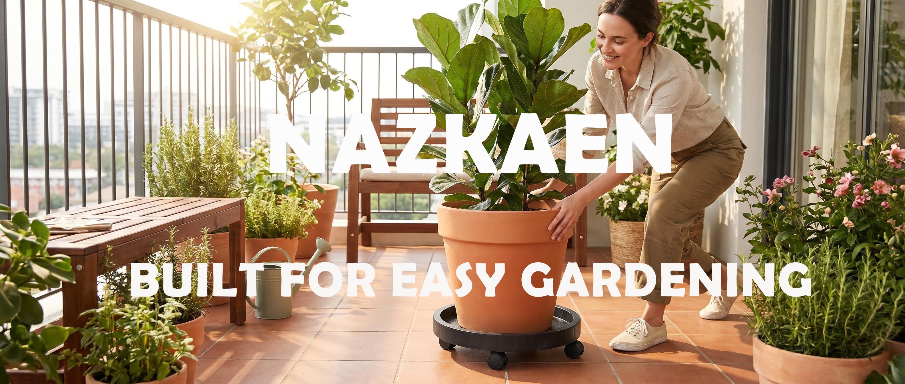 NAZKAEN Planter Caddies Rolling Saucer Caddy with Wheels, Heavy Duty
