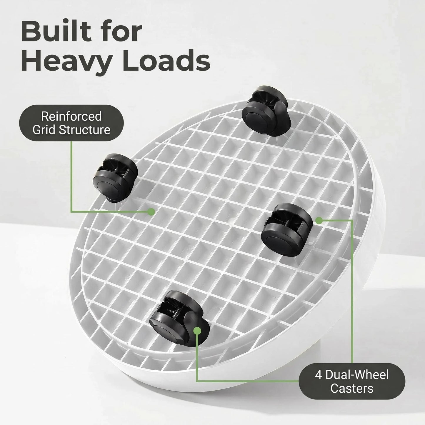 9.8"/ 11"/ 12.6"/ 14.2"/ 15.5"/ 17.5"/20.5“, Round Planter Caddies, White