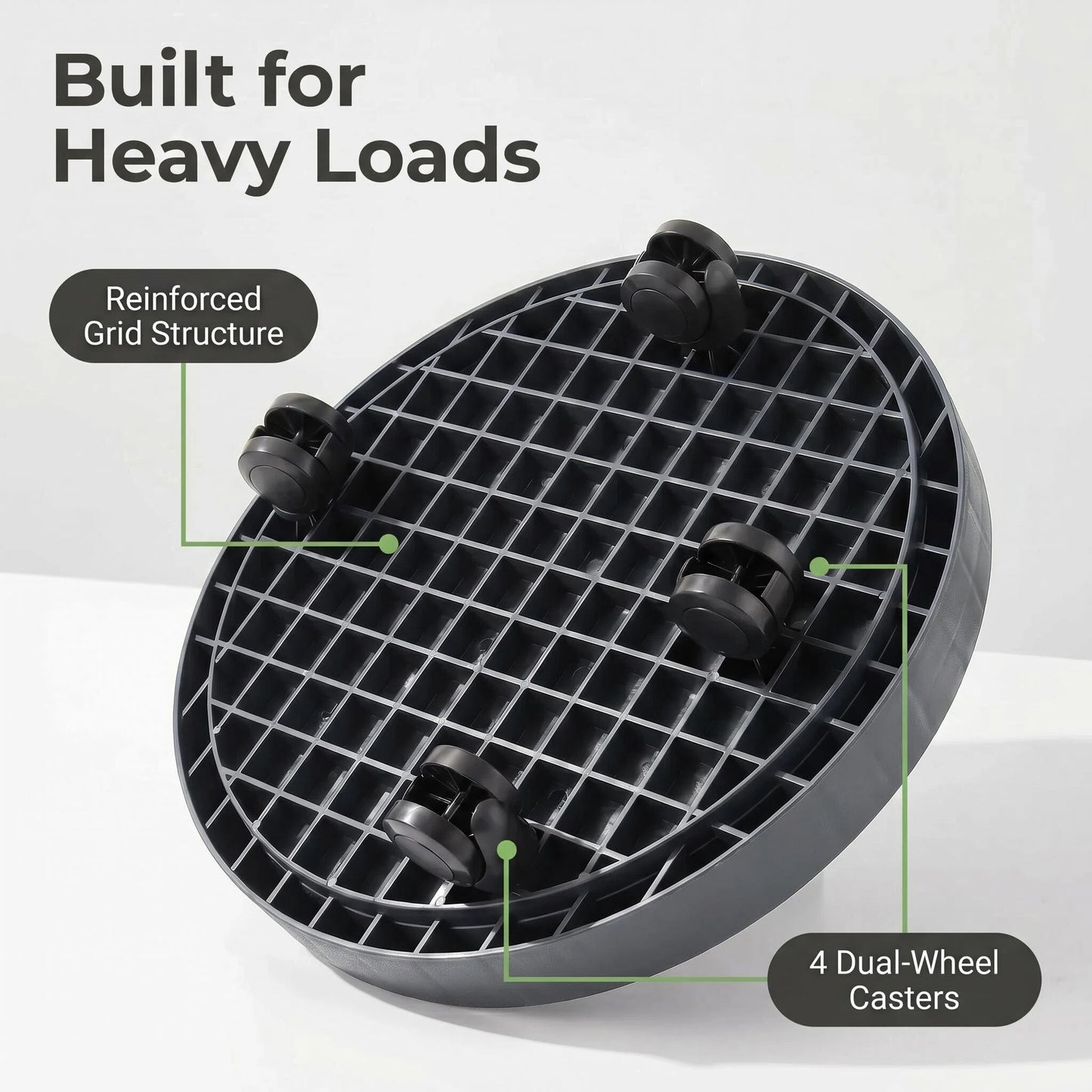 9.8"/ 11"/ 12.6"/ 14.2"/ 15.5"/ 17.5"/20.5“ Round Planter Caddies, Gray