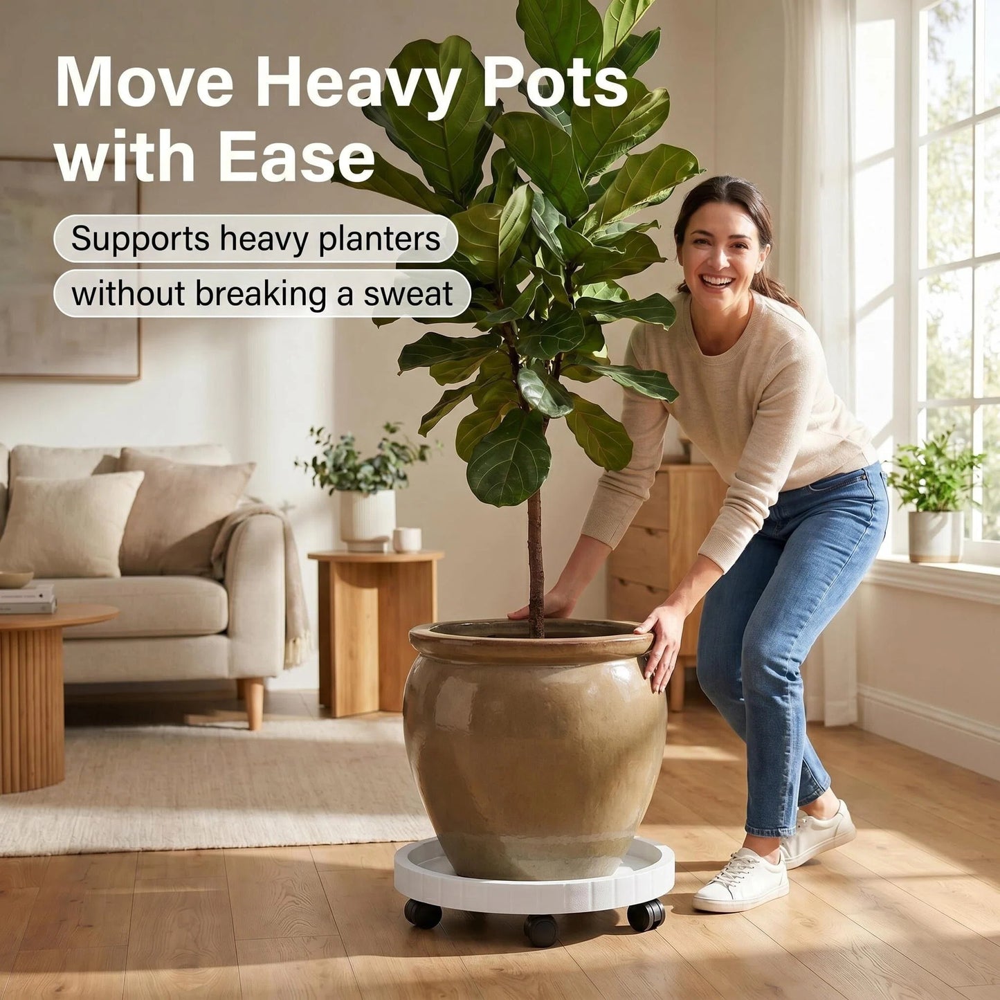 9.8"/ 11"/ 12.6"/ 14.2"/ 15.5"/ 17.5"/20.5“, Round Planter Caddies, White