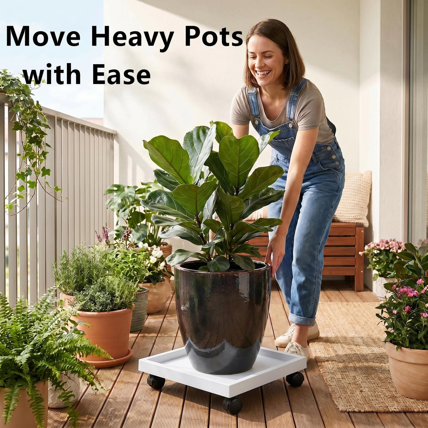 9.8"/ 11.4"/ 13"/ 14.2"/15.3"/16.5"/18.1"/19.7", Square Planter Caddies, White