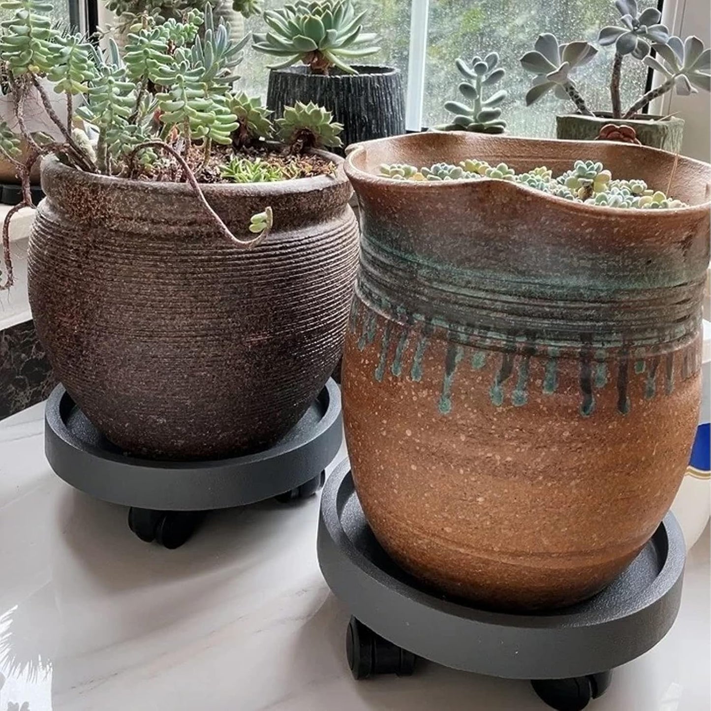 9.8"/ 11"/ 12.6"/ 14.2"/ 15.5"/ 17.5"/20.5“ Round Planter Caddies, Gray
