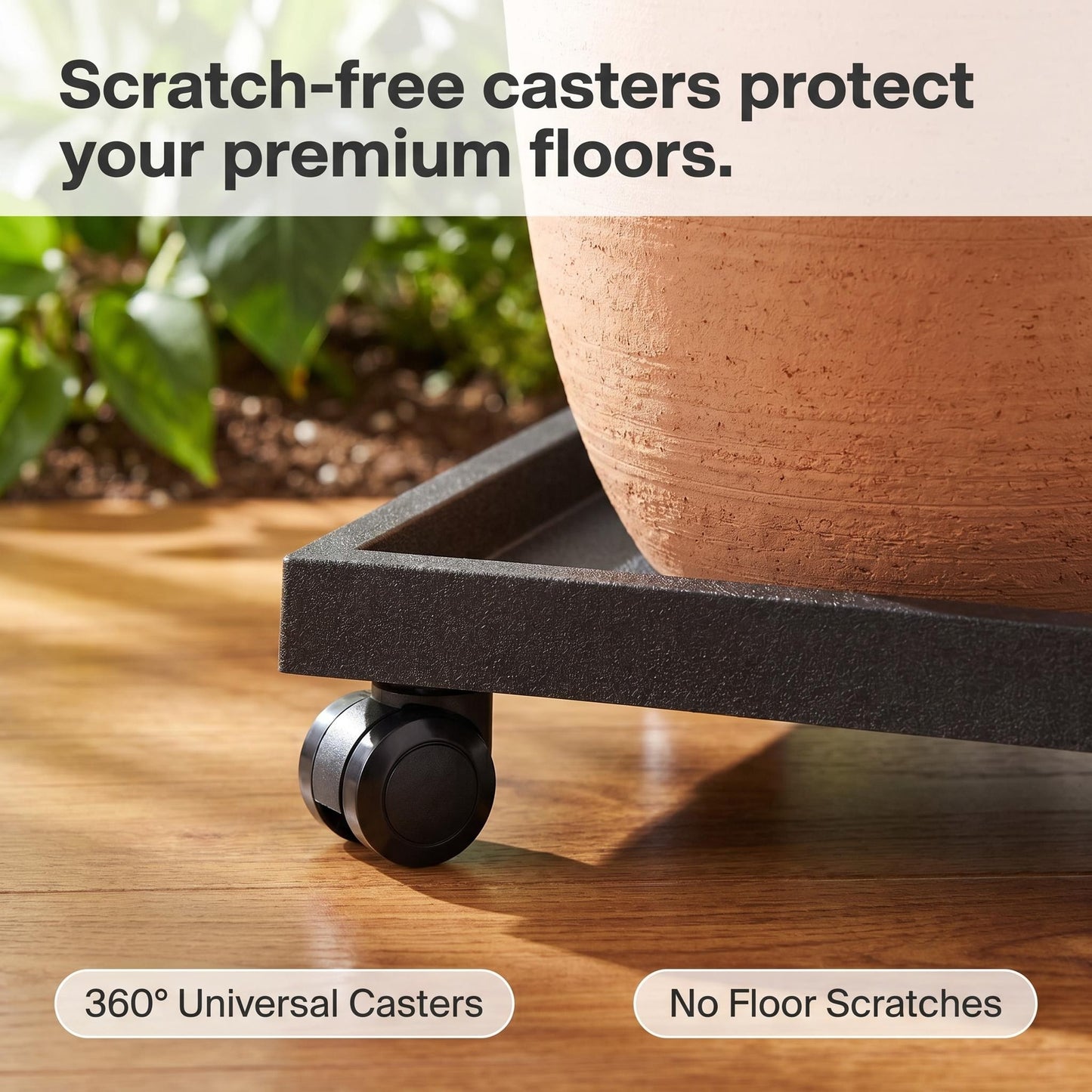 9.8"/ 11.4"/ 13"/ 14.2"/15.3"/16.5"/18.1"/19.7", Square Planter Caddies, Brown