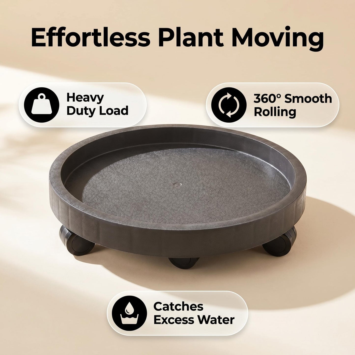 9.8"/ 11"/ 12.6"/ 14.2"/ 15.5"/ 17.5"/20.5“, Round Planter Caddies, Brown
