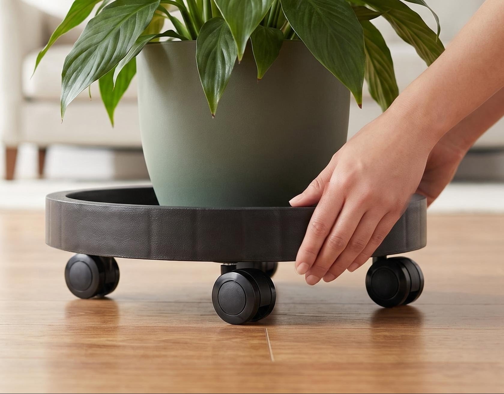 NAZKAEN Planter Caddies Rolling Saucer Caddy with Wheels, Heavy Duty