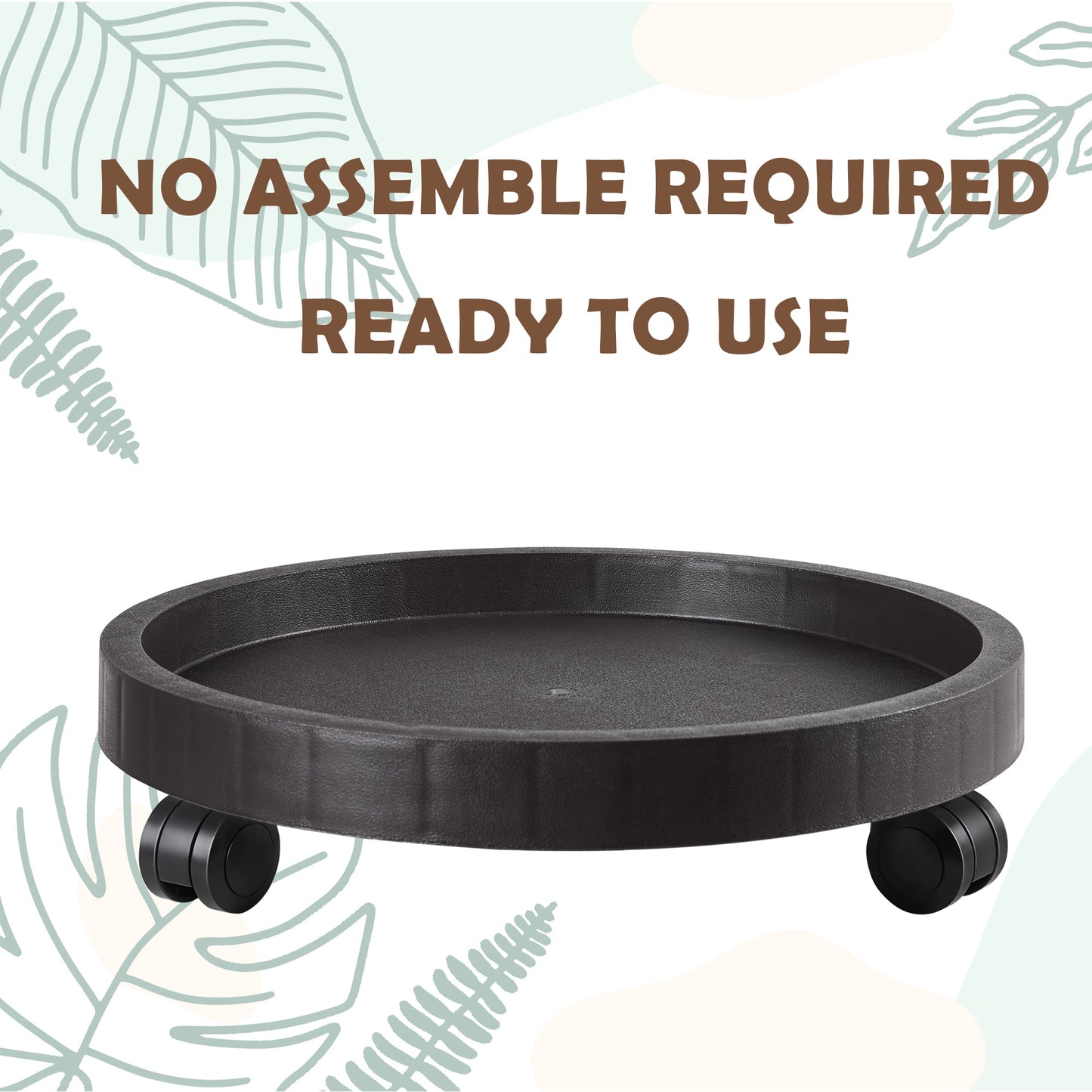 9.8 Inch Round Planter Caddies, Brown