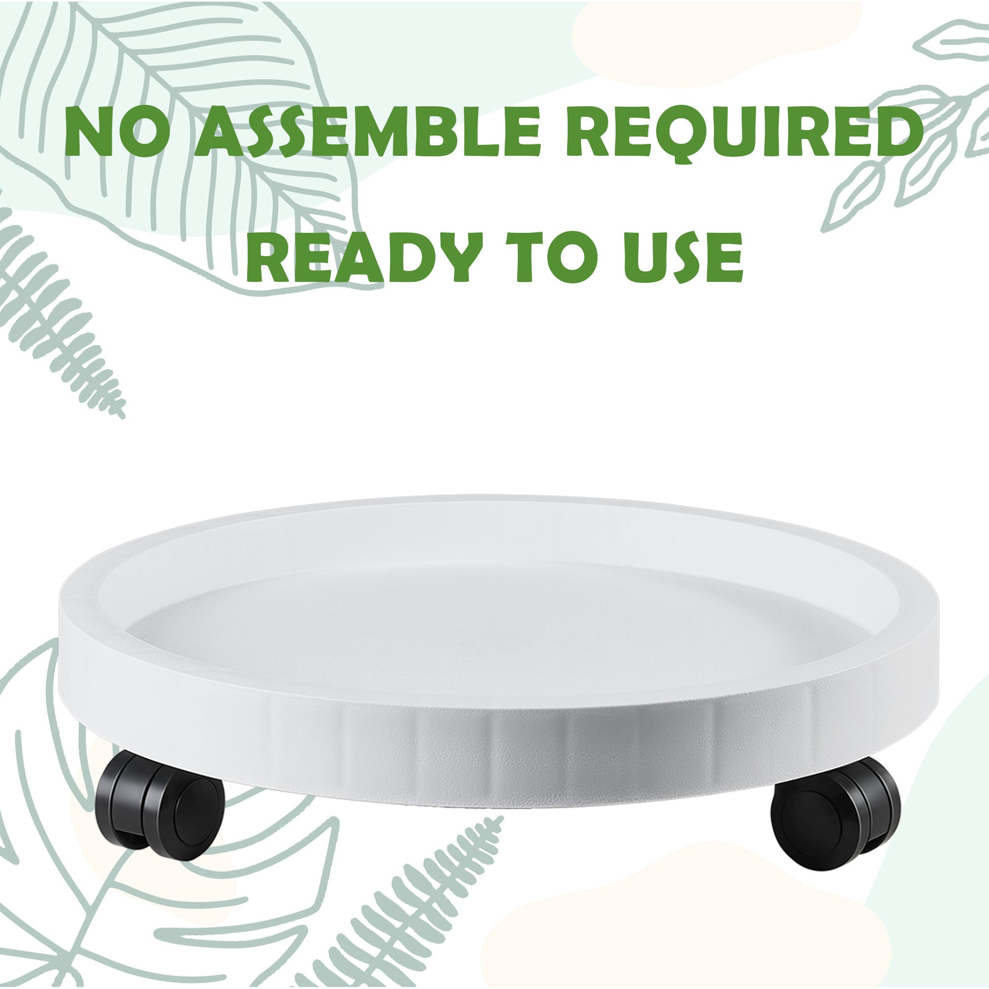 plant pot trays with wheels 9.8"/ 11"/ 12.6"/ 14.2"/ 15.5"/ 17.5"/20.5“, Round Planter Caddies, Wh – NAZKAEN