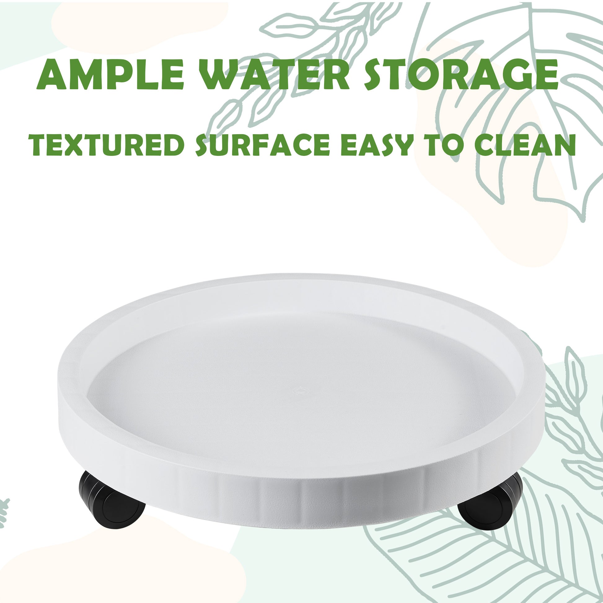 plastic round plant stands 9.8"/ 11"/ 12.6"/ 14.2"/ 15.5"/ 17.5"/20.5“, Round Planter Caddies, Wh – NAZKAEN